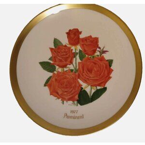 American Rose Society 1977 Collector Plate Prominent 10-Inch Gold Rimmed Decor